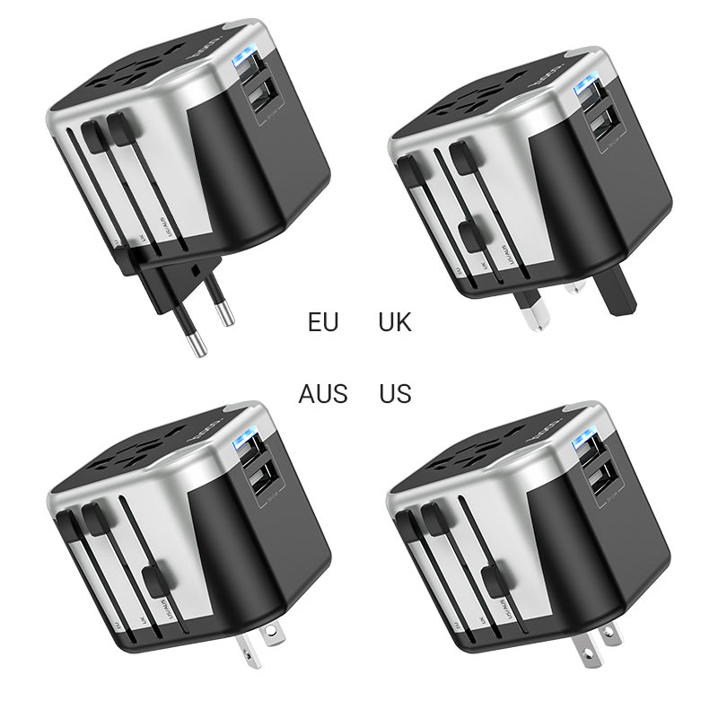 Hoco AC5 12W 2 x USB-A port Universal TRAVEL Charger WALL Adapter AU|USA|UK|EU|ASIA|