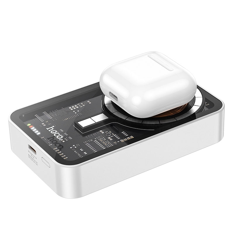Hoco Q10A 20W 10000mAh Magnetic Wireless Charger Power Bank - Transparent / White