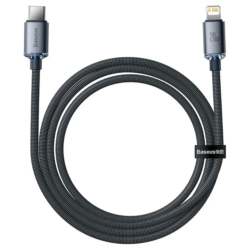 Baseus Crystal Shine Series Fast charging data cable USB-C to Lightning 20W 1.2m - Black