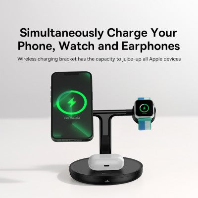 Baseus 3-in-1 Wireless Charger for Apple Magsafe 20W- Black (Watch|Airpods|iPhone)