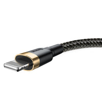 Thumbnail for Baseus Cafule Fast Charge USB-A to Lightning Data Charging Cable for iPhone 2M - Black/Gold