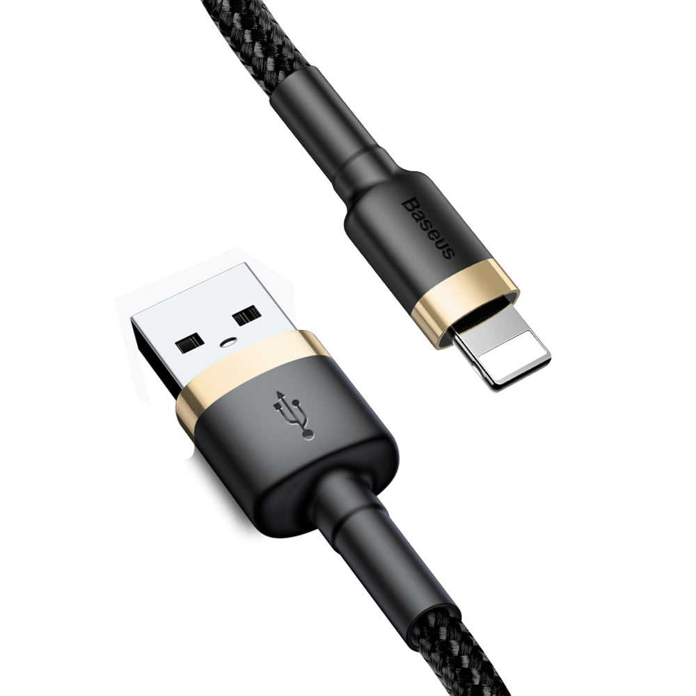 Baseus Cafule Fast Charge USB-A to Lightning Data Charging Cable for iPhone 2M - Black/Gold