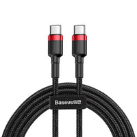 Thumbnail for Baseus Cafule Cable  Nylon USB-C to USB-C PD2.0 60W 20V 3A QC3.0 1M - Black/Red