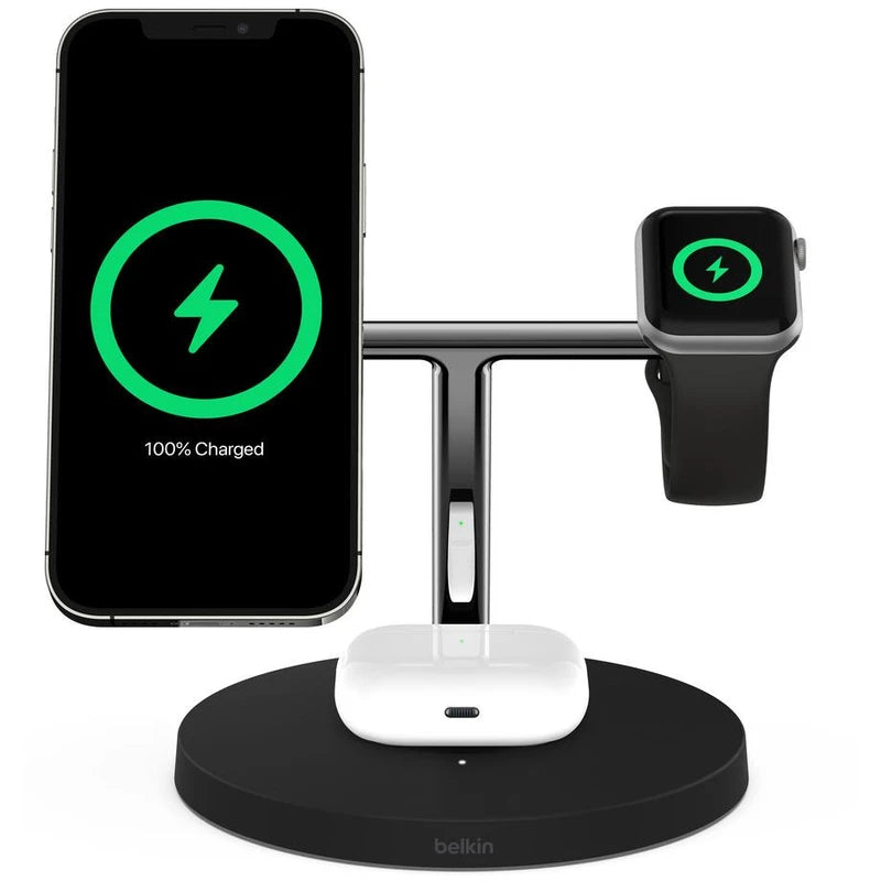 Belkin 3-in-1 Wireless Charger for Apple MagSafe - Black (Watch|Airpods|iPhone)