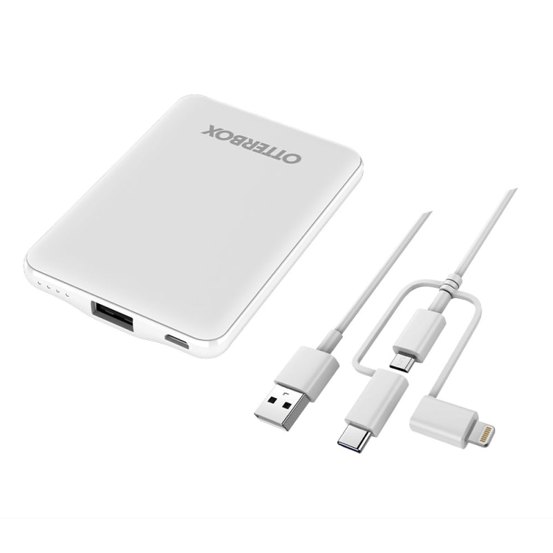 OtterBox 5,000mAh Power Bank With 3-in-1 Cable - White