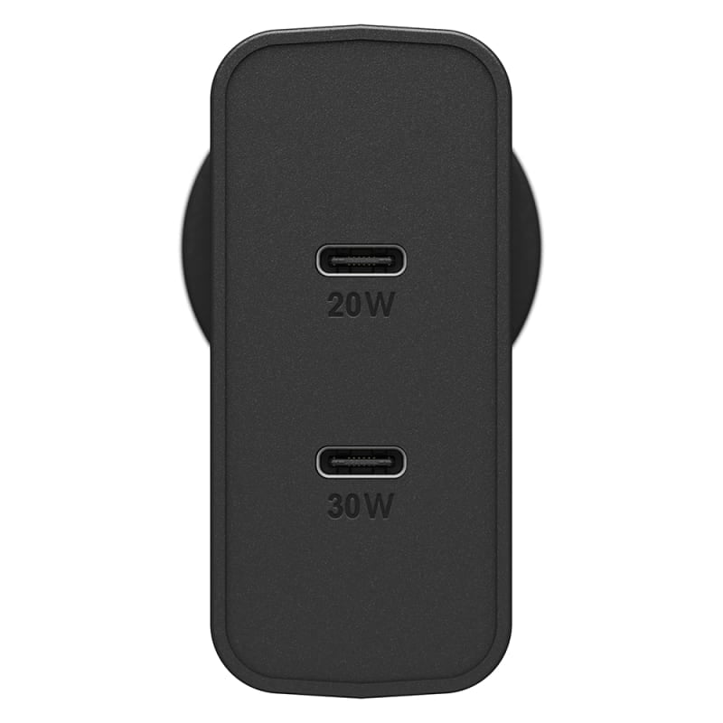 OtterBox USB-C Dual Port Wall Charger 50W Fast Charge - Black