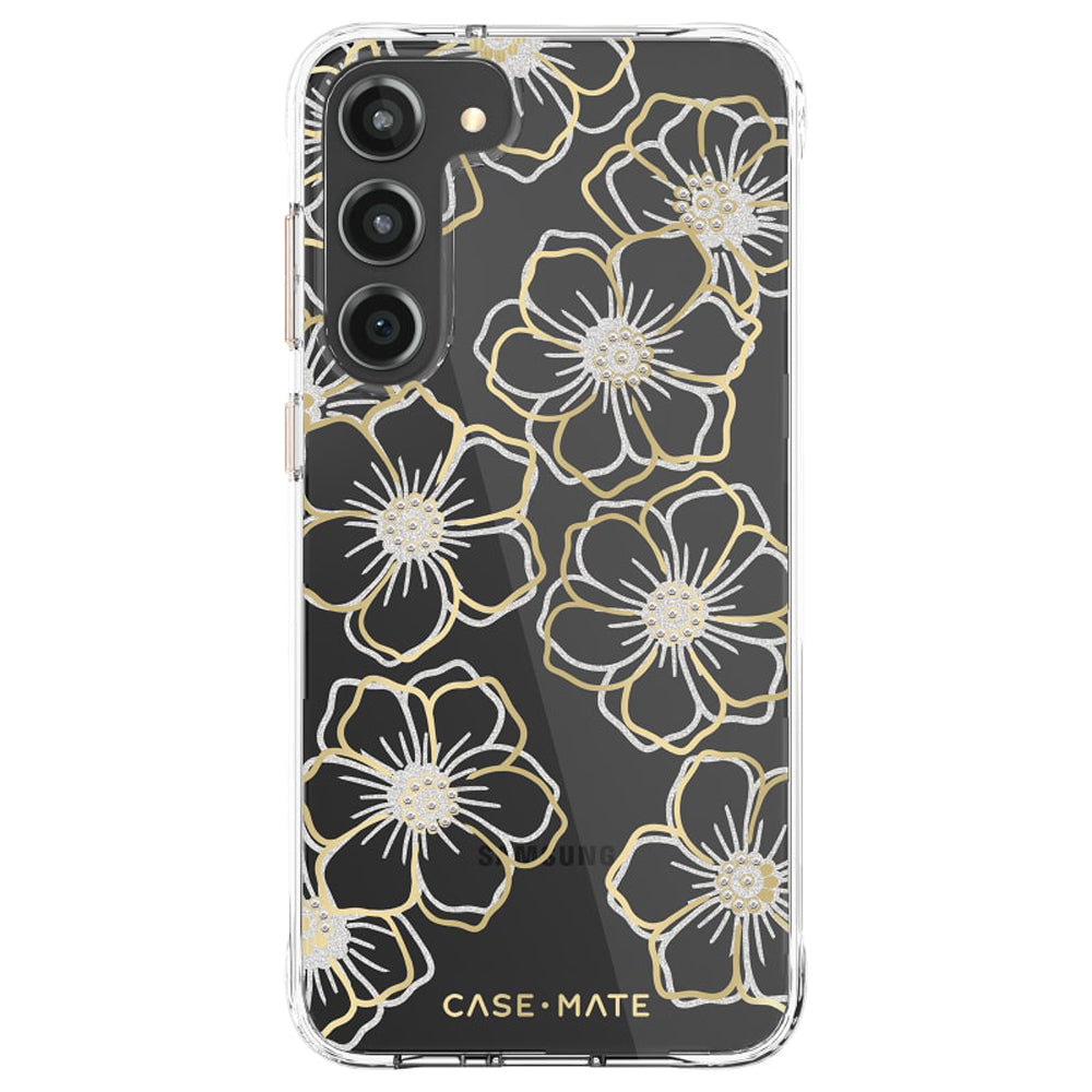 Case-Mate Floral Gems Antimicrobial Case for Samsung Galaxy S23+ - Clear/ Gold