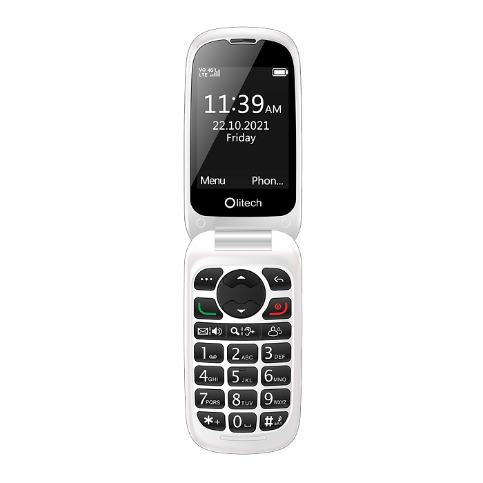Open Box Olitech Easy Flip2 4G Seniors Phone Big Buttons GPS Location - Black/White