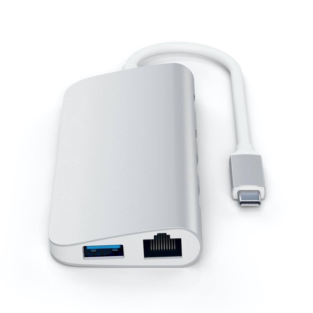 Satechi USB-C Multimedia Adapter 4K Ethernet Display-Port - Silver