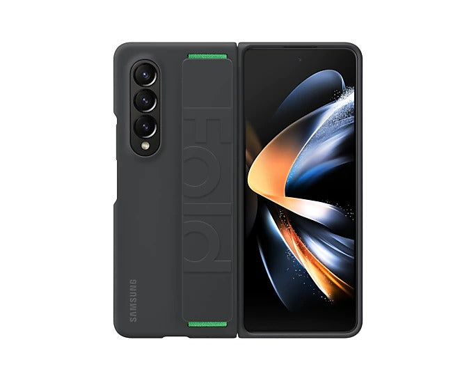 Samsung Galaxy Z Fold4 Silicone Grip Cover Hand Strap Case - Black