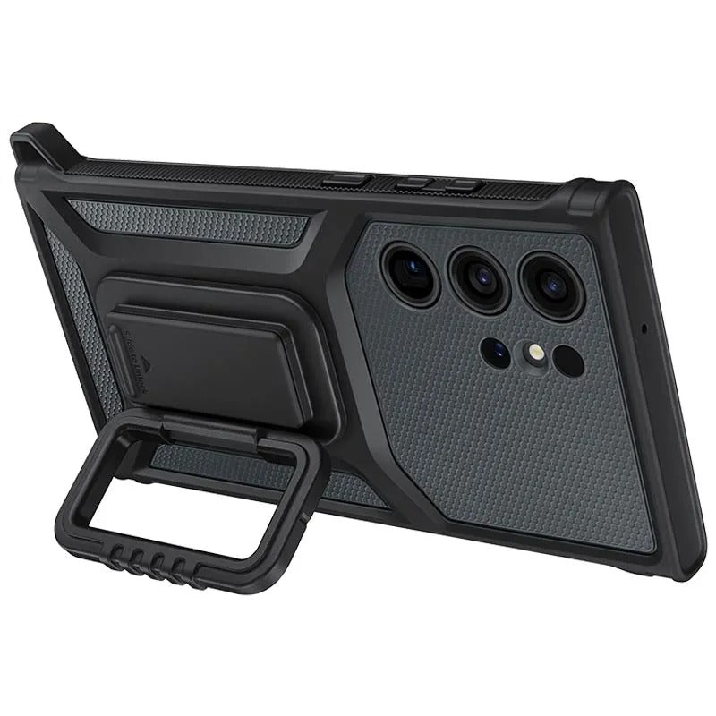 Samsung Rugged Grip Cover Case with Kick Stand for Galaxy S23 Ultra - Black