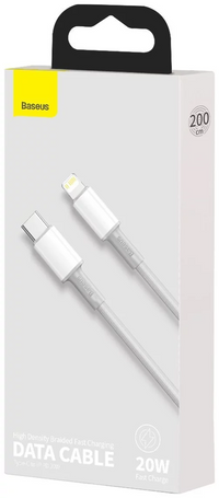 Thumbnail for Baseus High Density Braided  USB-C to Lightning 20W Fast Charging Cable Cord 2M - White