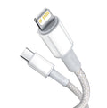 Baseus High Density Braided  USB-C to Lightning 20W Fast Charging Cable Cord 2M - White