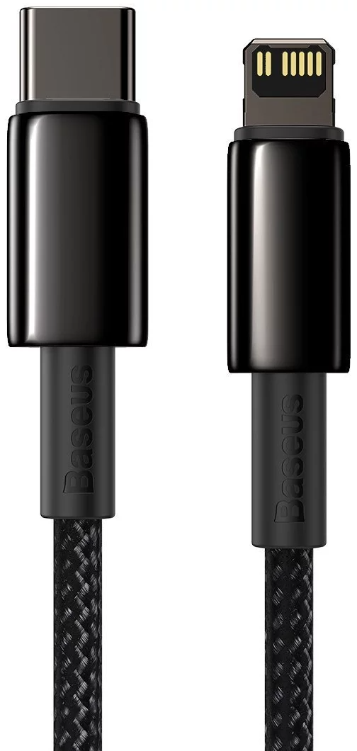 Baseus Tungsten Gold USB-C to Lightning 20W Fast Charging PD Cable Cord 1Meter - Black