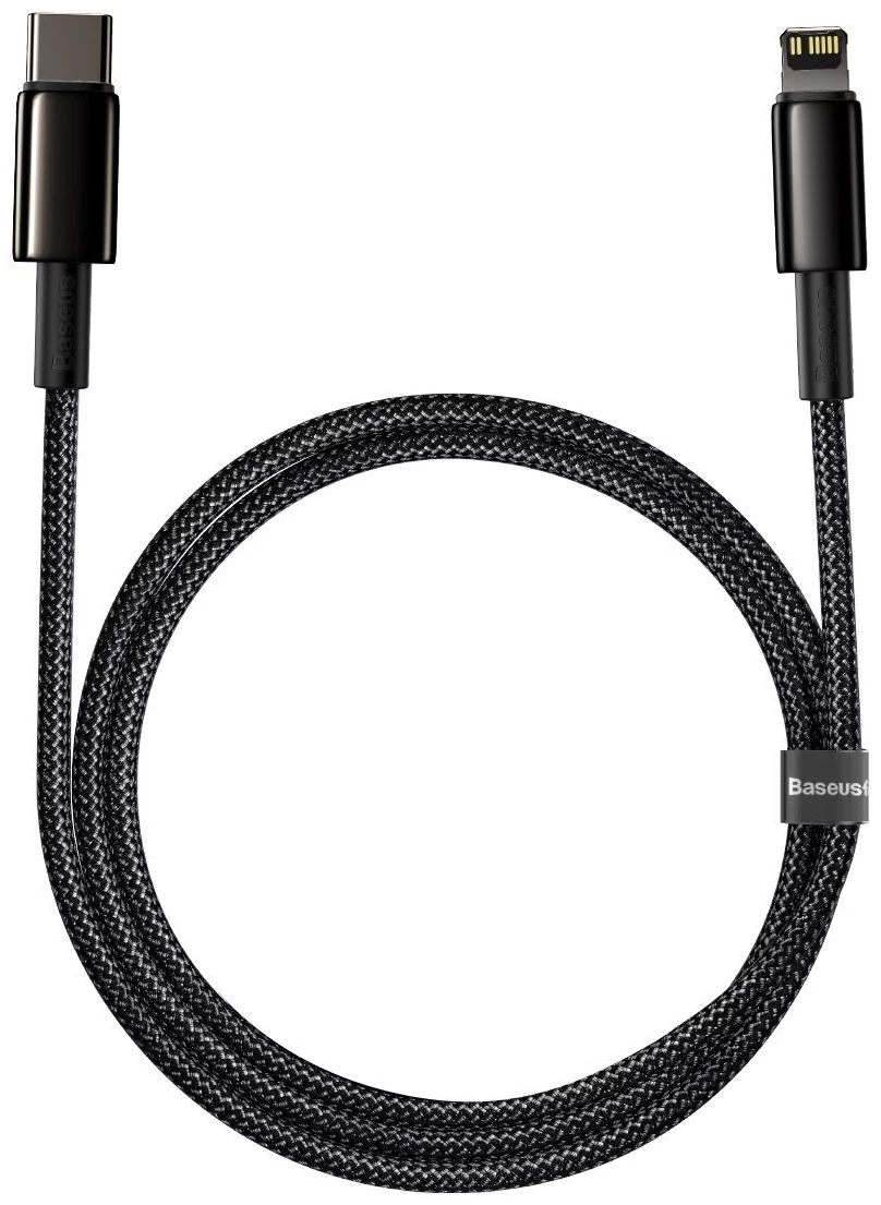 Baseus Tungsten Gold USB-C to Lightning 20W Fast Charging PD Cable Cord 1Meter - Black