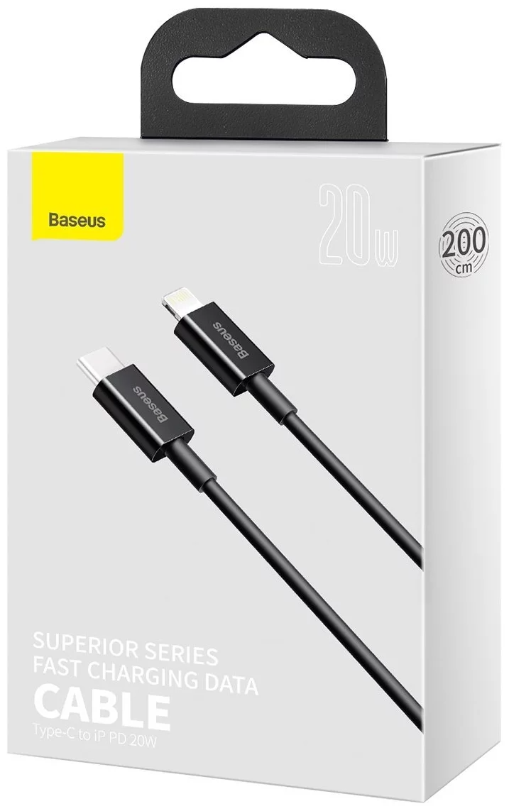 Baseus Superior Series USB-C to Lightning 20W Fast Charging Cable Cord 2M - Black