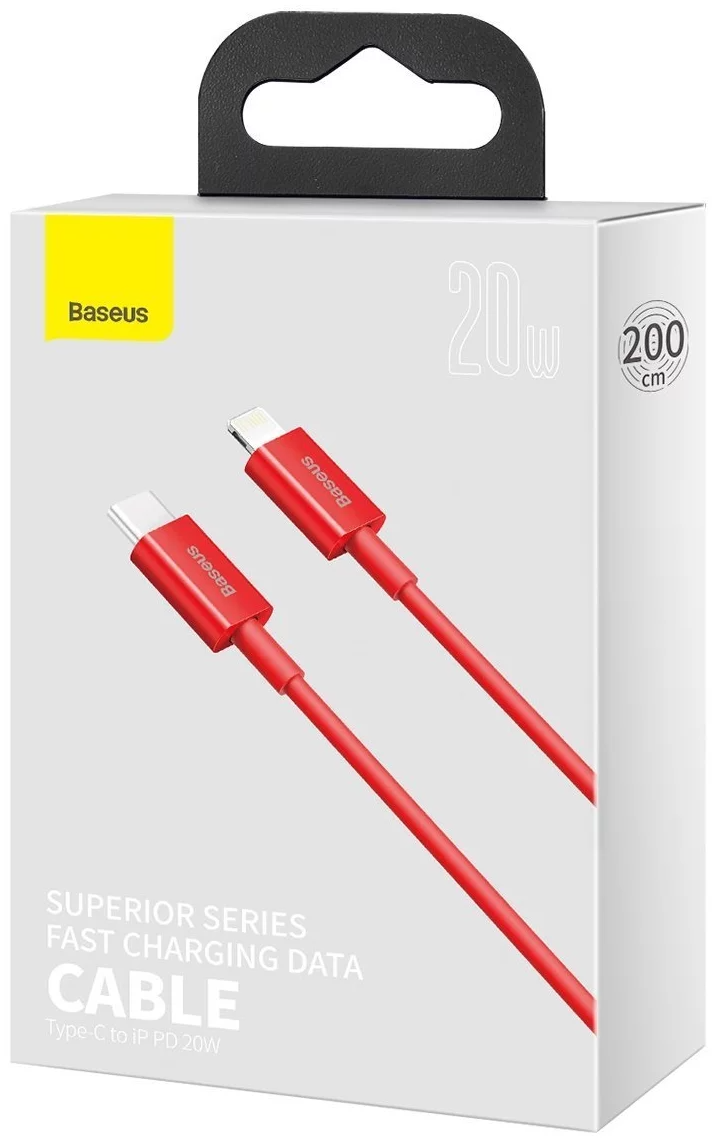 Baseus Superior Series USB-C to Lightning 20W Fast Charging Cable Cord 2M - Red