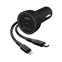 Thumbnail for EFM 39W Dual Port Car Charger - with Type C to Apple Lightning Cable - Black