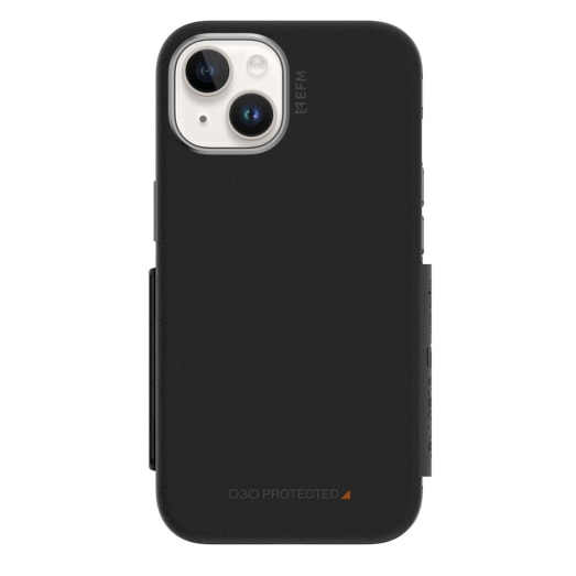 EFM Monaco Case Armour with ELeather and D3O 5G Signal Plus Technology For iPhone 13 (6.1")/iPhone 14 (6.1") - Black / Space Grey