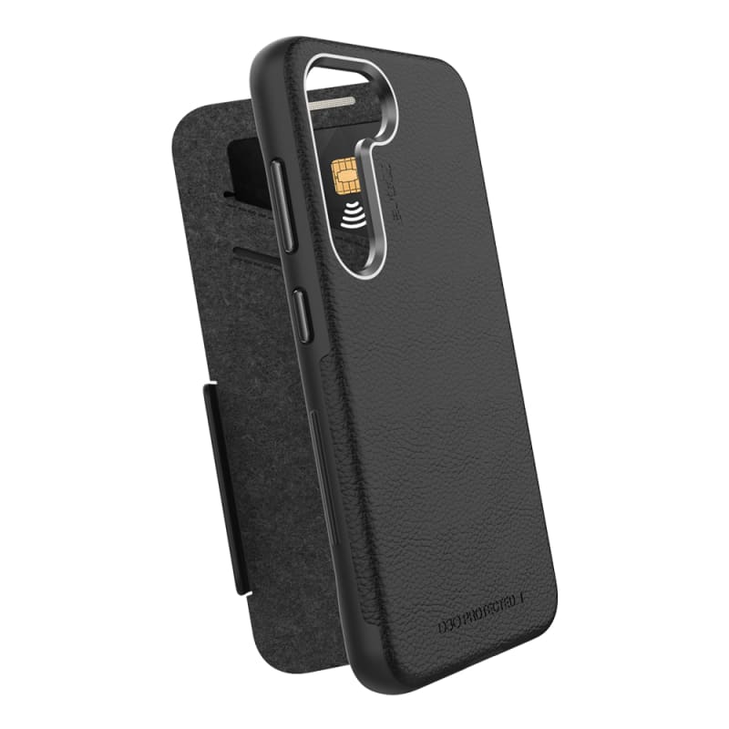 EFM Monaco Case Armour ELeather & D3O 5G Plus Samsung Galaxy S23+ -  Black Grey