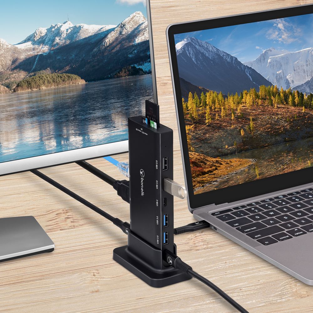 Bonelk Desktop Series 14 in 1 USB-C Multiport Hub - Black