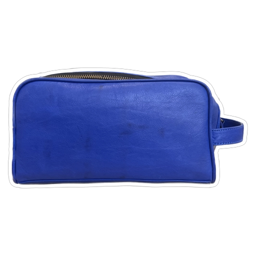 Leather United Unisex Dopp Toiletry Kit Bag - Blue (Genuine Leather)