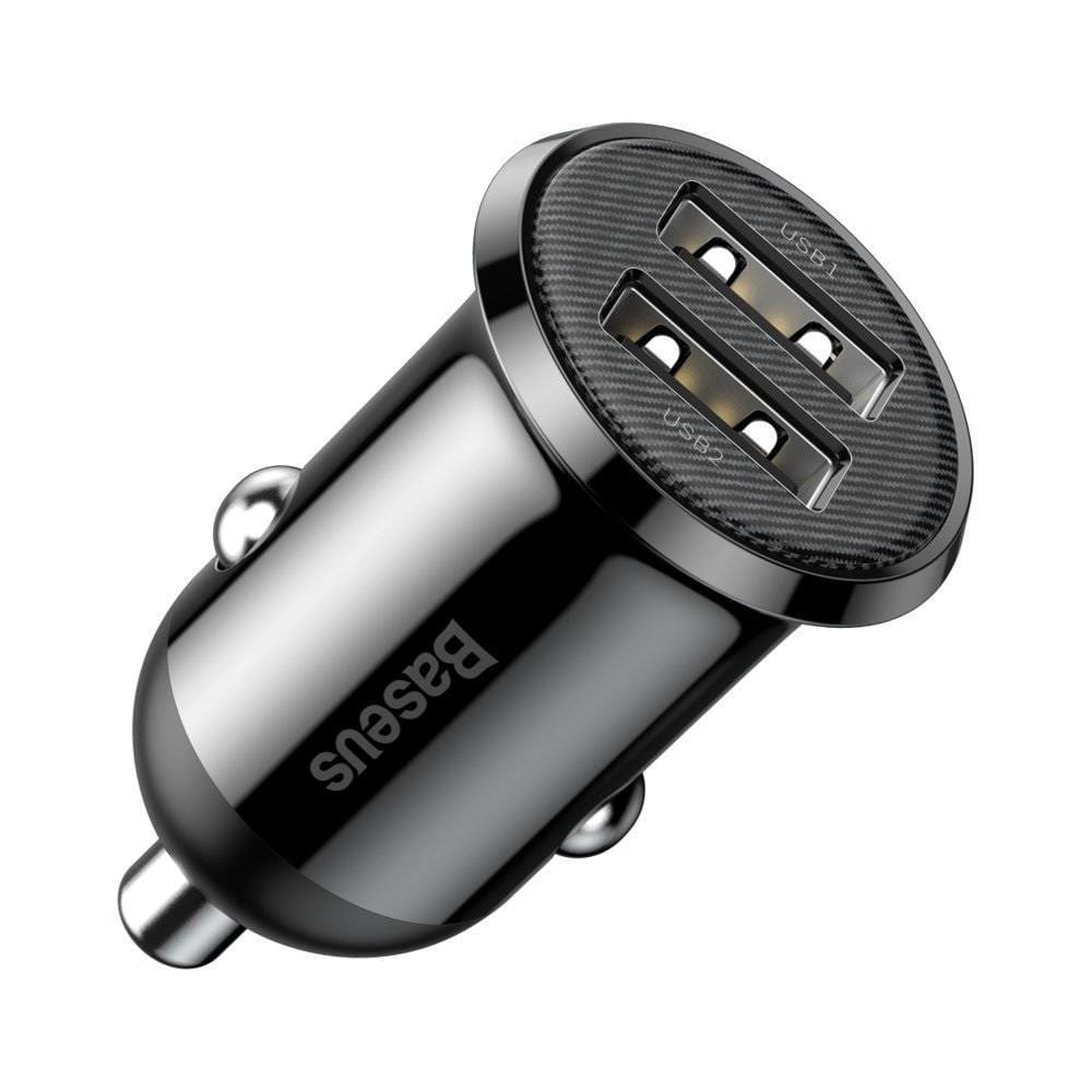 Baseus 24W USB-A Fast Charging Car Charger - Black - Accessories