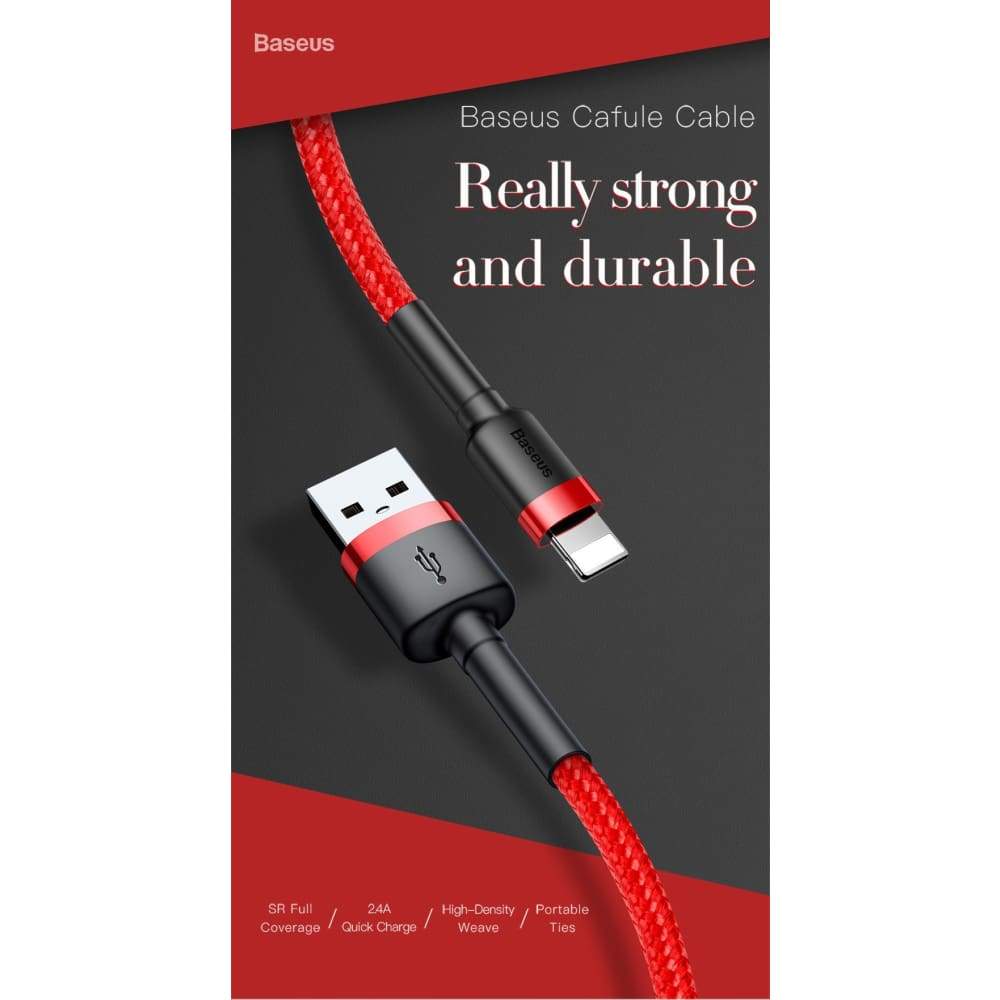 Baseus USB-A To Lightning Cafule Tough Cable 2Meter - Gray - Accessories