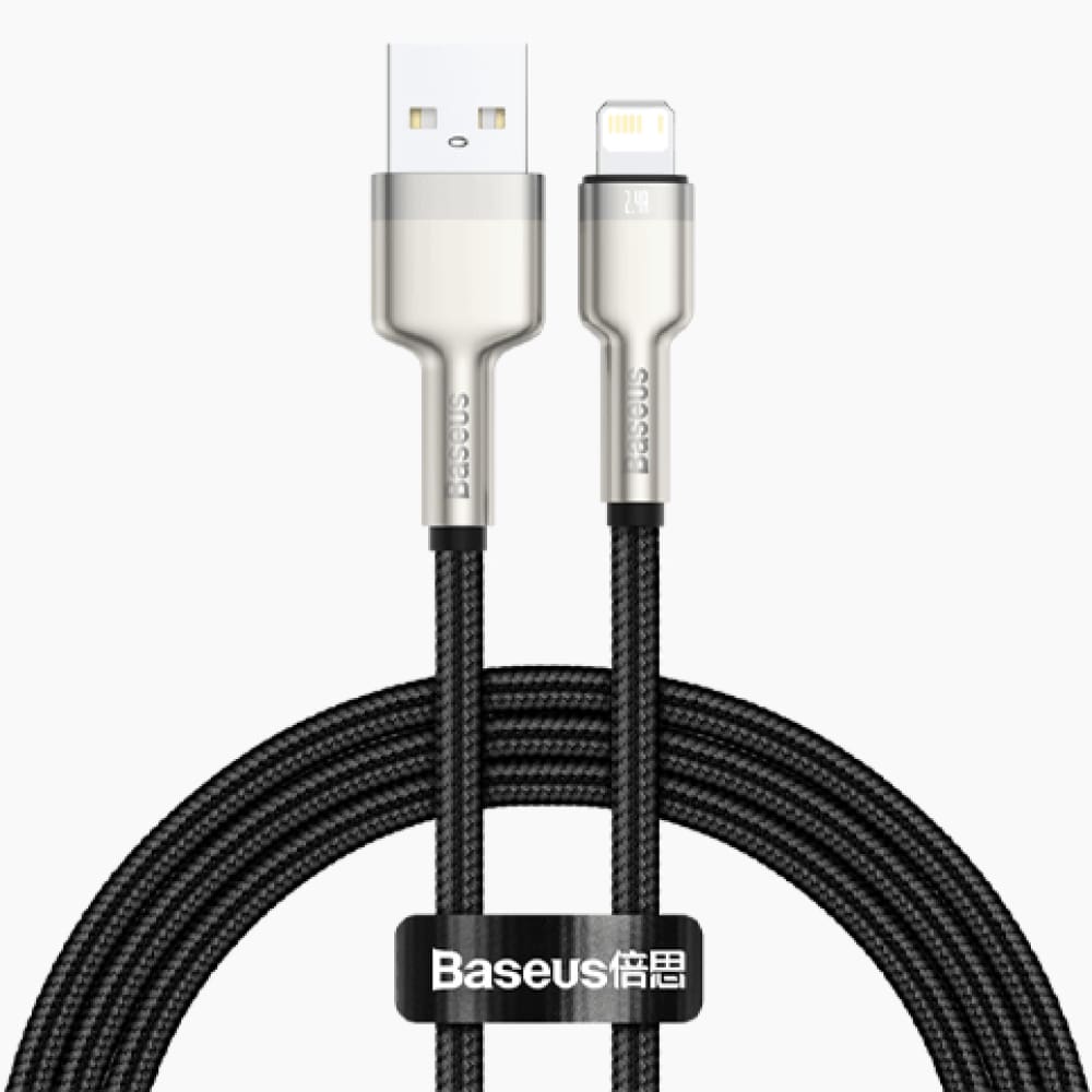 Baseus Zinc Alloy Metal Cable USB to Lightning 1Meter (2.4A) - Black - Accessories