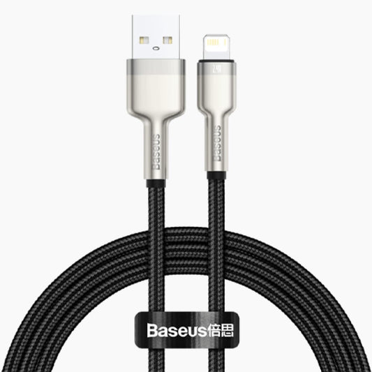 Baseus Zinc Alloy Metal Cable USB to Lightning 1Meter (2.4A) - Black - Accessories