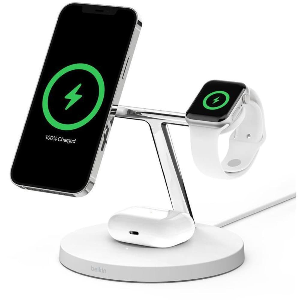 Belkin 3-in-1 Wireless Charger for Apple MagSafe - White - Accessories