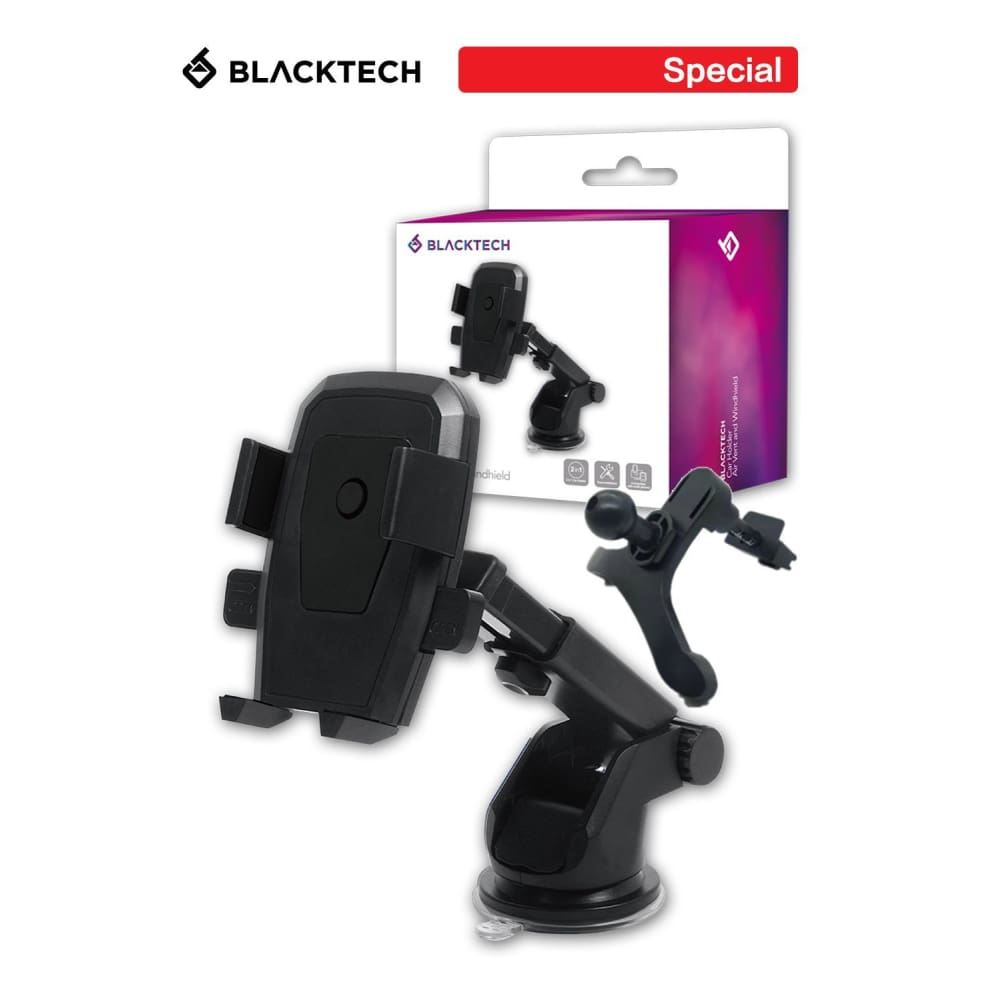 BLACKTECH 2 in 1 Air Vent and Windshield Cup Car Holder - Black - Accessories