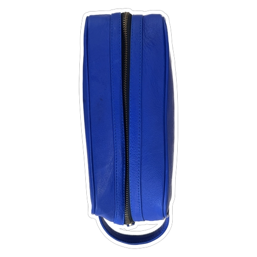 Leather United Unisex Dopp Toiletry Kit Bag - Blue (Genuine Leather)