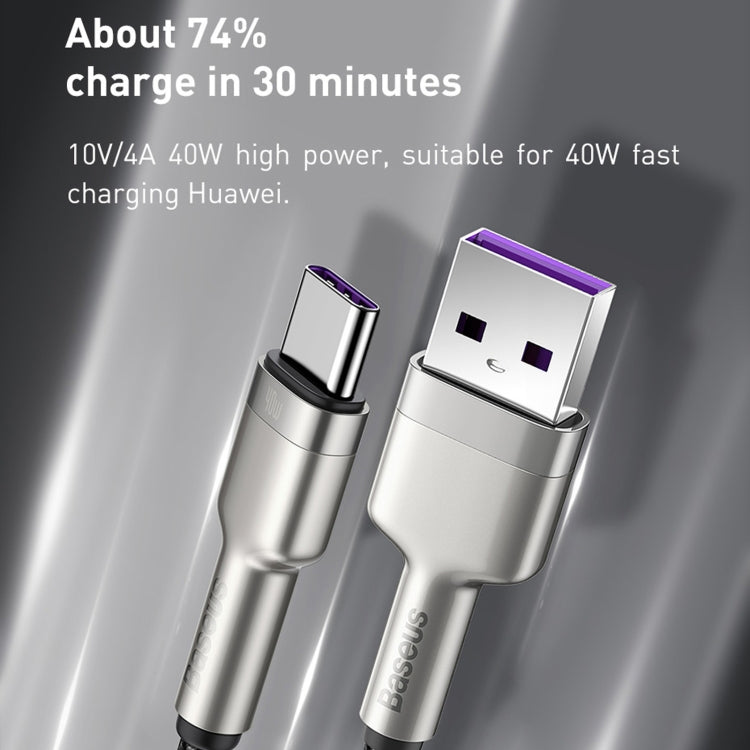 Baseus Zinc Alloy Metal Cable USB-A to USB-C  1Meter 40W - Black