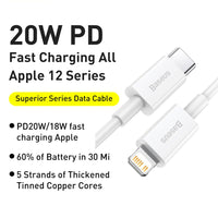 Thumbnail for Baseus Superior Series Fast Charging Data Cable USB-C  to Lightning PD 20W 1.5M - White