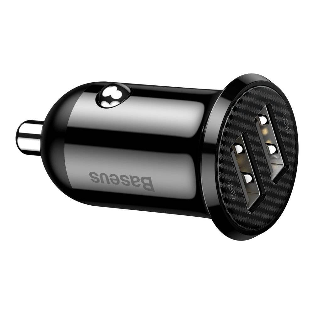 Baseus 24W DUAL Port USB-A Fast Charging Car Charger (2.4A x 2) - Black