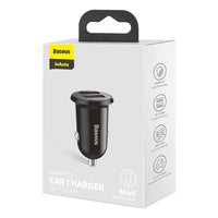 Thumbnail for Baseus 24W DUAL Port USB-A Fast Charging Car Charger (2.4A x 2) - Black