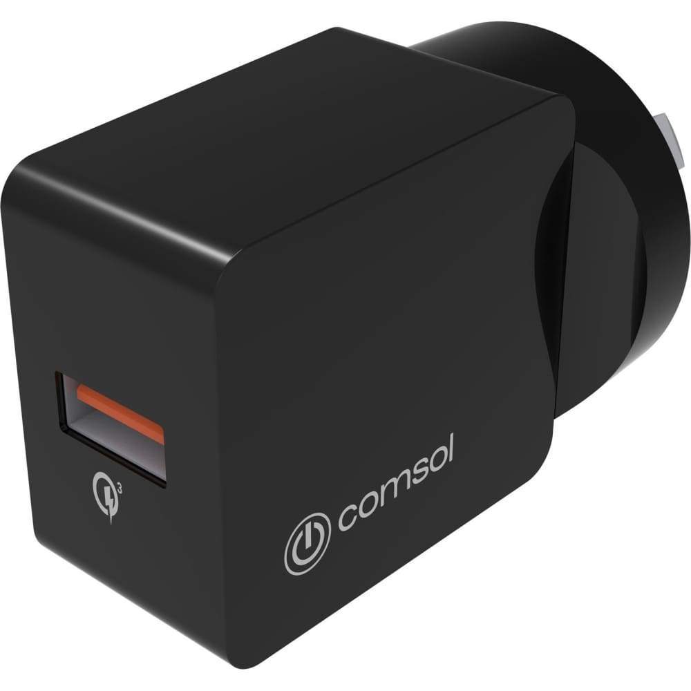 Comsol Single Port USB Wall Charger with QC 3.0(18W) - Black - Accessories