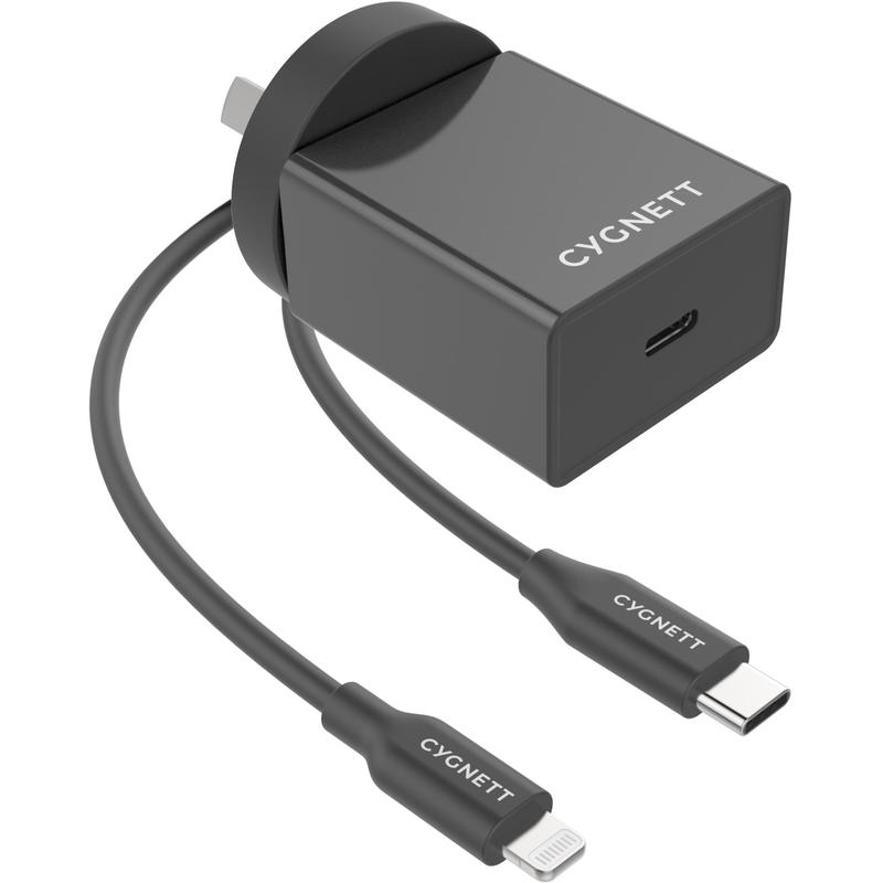 Genuine Cygnett PowerPlus PD18W Fast Charge Wall Adapter+Lightning to USB C Cord