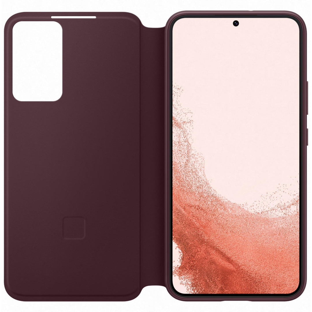 Samsung Smart Clear View Cover Flip Case for Galaxy S22+ - Burgundy