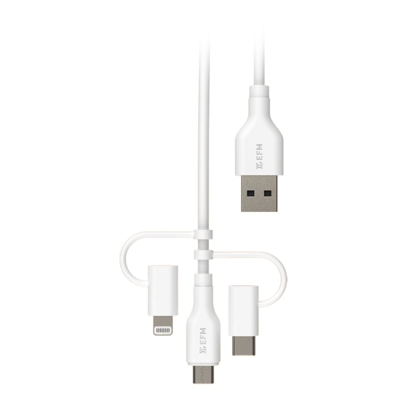 EFM USB-A 3-in-1 Cable universal Application with 2M Length - White