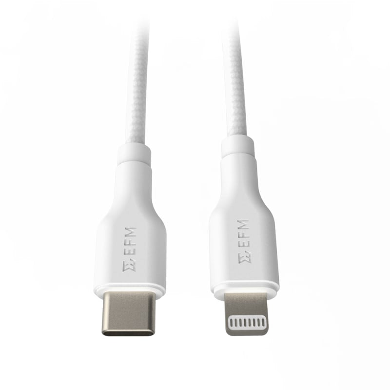 EFM Type-C to Lighting Cable for Apple Devices - 2M Length MFI Approved - White