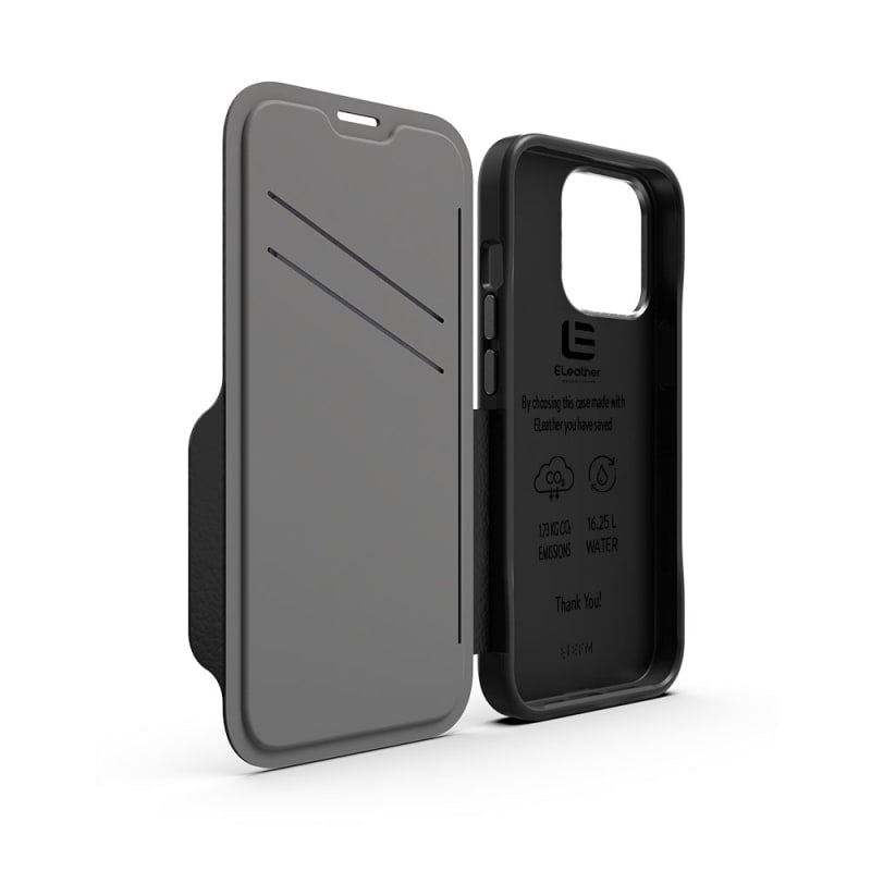 EFM Monaco Leather Wallet Case Armour with D3O 5G Signal Plus for iPhone 13 Pro (6.1" Pro) - Black