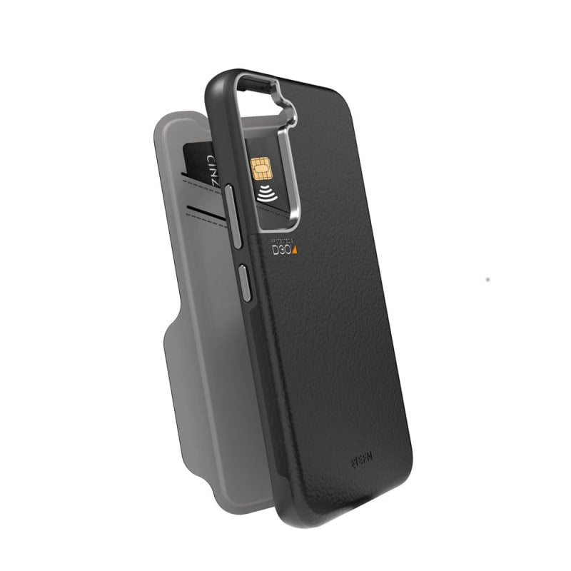 EFM Monaco Leather Wallet Case Armour for Samsung Galaxy S22 (6.1) - Black/Space Grey