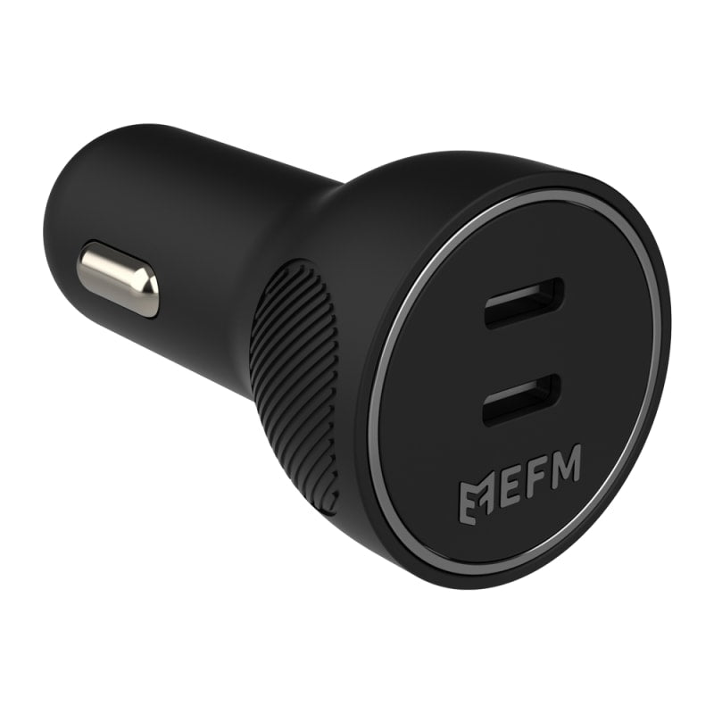 EFM 60W Dual Port Car Charger with Power Delivery and PPS - Black
