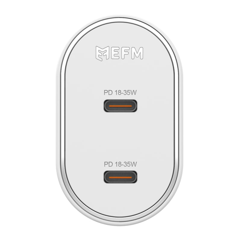 EFM 35W Dual Port Phone holder Wall Charger with Power Delivery and PPS - White