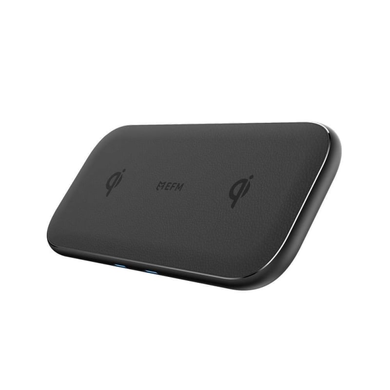 EFM 15W Dual Leather Wireless Charge Pad - Graphite
