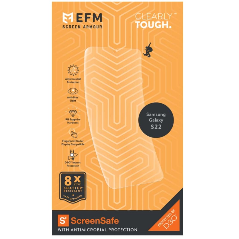 EFM ScreenSafe Film Screen Armour with D3O for Samsung Galaxy S22 (6.1) - Clear/Black