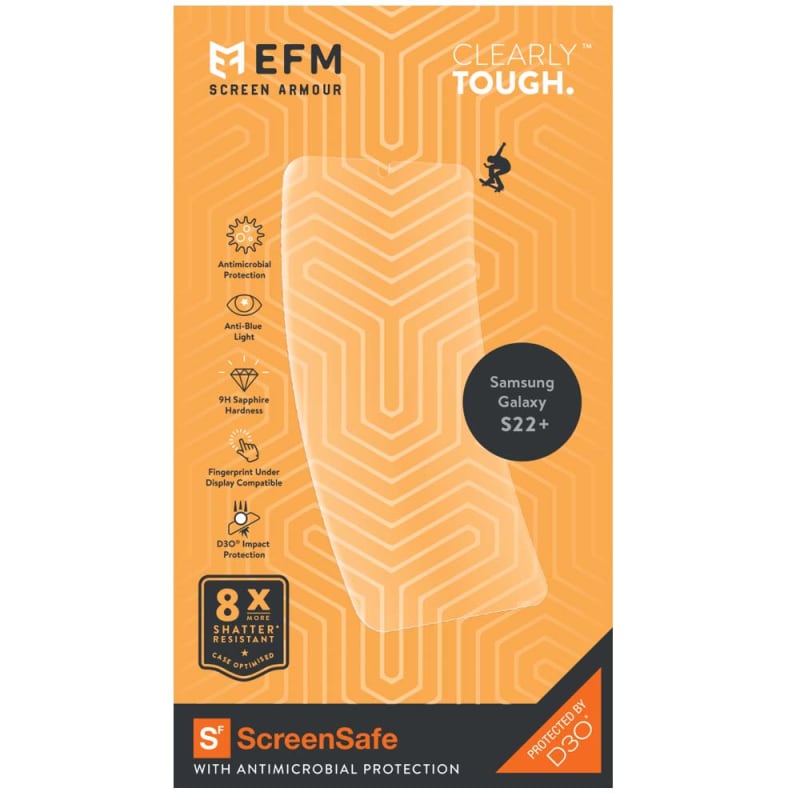 EFM ScreenSafe Film Screen Armour with D3O for Samsung Galaxy S22+ (6.6) - Clear/Black