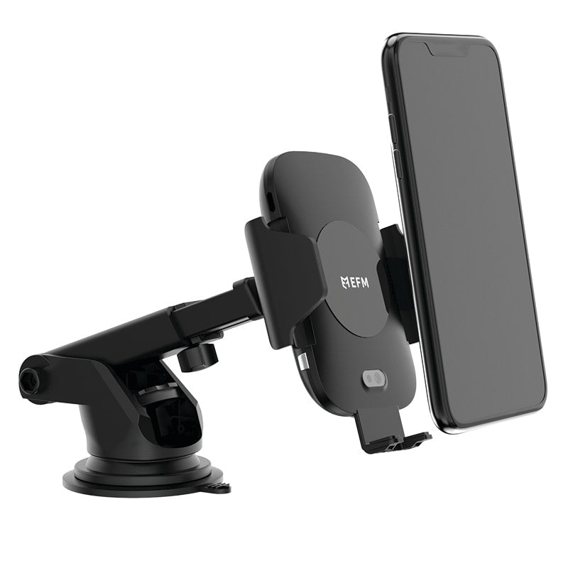 EFM 15W Automatic Wireless Car Charging Mount with Type C Cable - Black